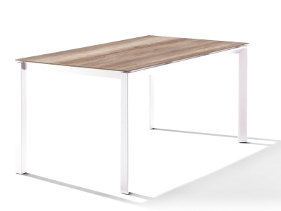 Sieger Gartentisch 160x90cm Polytec Eiche hell- Gestell Wei&szlig;