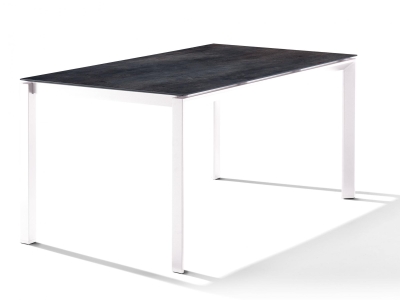 Sieger Gartentisch 160x90cm Polytec Zement anthrazit-Gestell Wei&szlig;