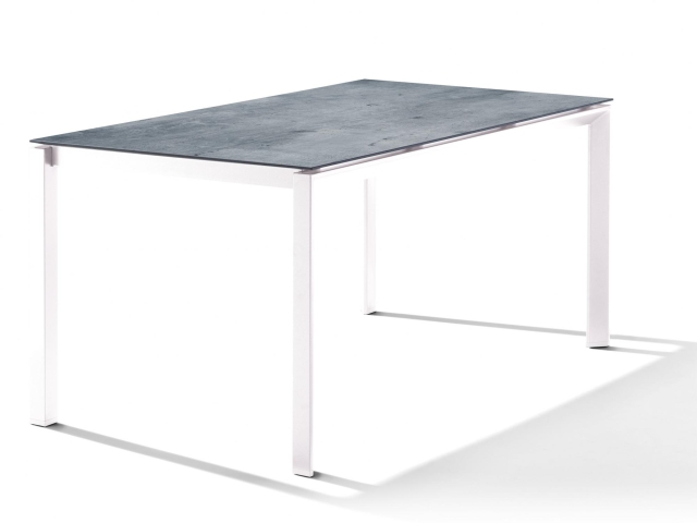 Sieger Gartentisch 160x90cm Polytec Zement graphit-Gestell Wei�