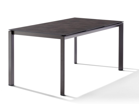 Sieger Gartentisch 160x90cm Polytec Beton dunkel-Gestell Eisengrau