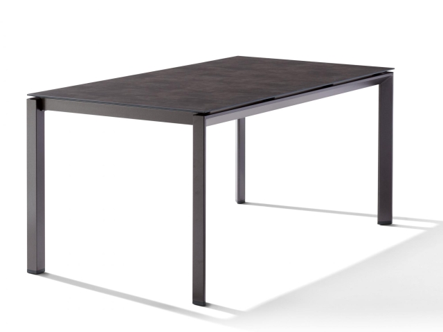 Sieger Gartentisch 160x90cm Polytec Beton dunkel-Gestell Eisengrau