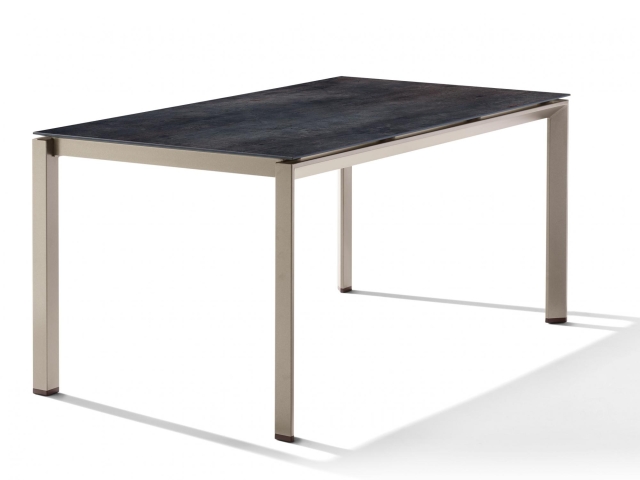 Sieger Gartentisch 160x90cm Polytec Zement anthrazit-Gestell Champagner