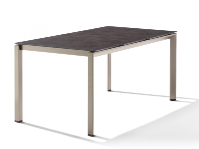 Sieger Gartentisch 160x90cm Polytec Beton dunkel- Gestell Champagner
