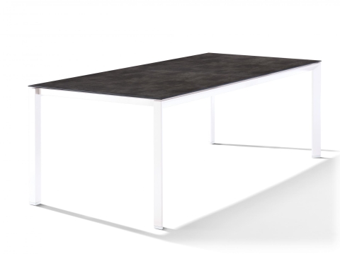 Sieger Gartentisch 220x100cm Polytec Beton dunkel- Gestell Wei�