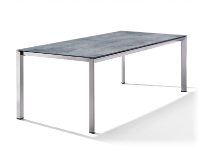 Sieger Gartentisch 220x100cm Polytec Zement graphit-Gestell Graphit