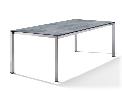Sieger Gartentisch 220x100cm Polytec Zement graphit-Gestell Graphit