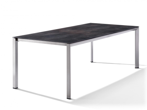 Sieger Gartentisch 220x100cm Polytec Zement anthrazit-Gestell Graphit