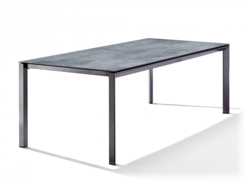 Sieger Gartentisch 220x100cm Polytec Zement graphit-Gestell Eisengrau