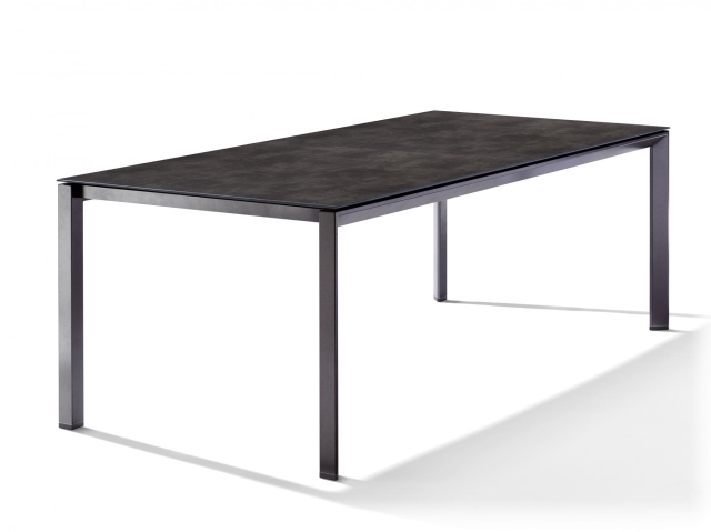 Sieger Gartentisch 220x100cm Polytec Beton dunkel-Gestell Eisengrau