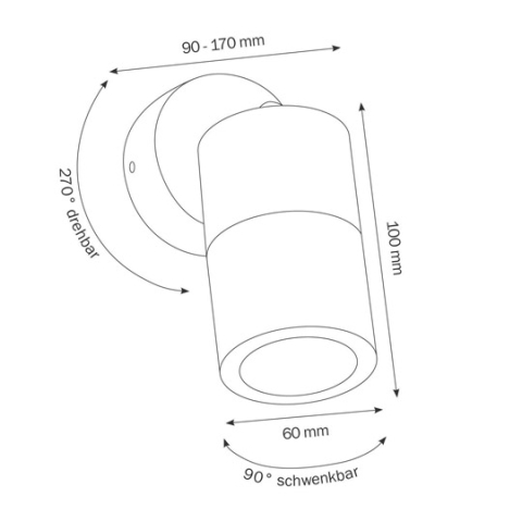 LCD Wandleuchte 5122 dreh- und schwenkbar, Edelstahl