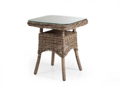 Brafab Rosita Beistelltisch 50x50x58cm, Geflecht beige mit Glasplatte