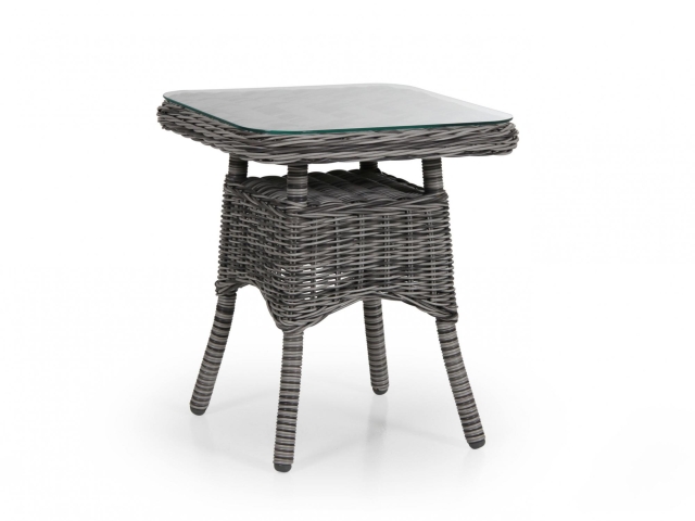 Brafab Rosita Beistelltisch 50x50x56cm, Geflecht grau, mit Glasplatte