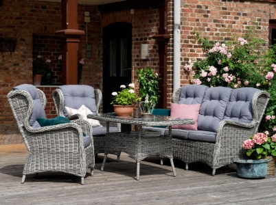 Brafab Rosita Sitzgarnitur, Geflecht grau, inkl. Kissen, 4-teilig