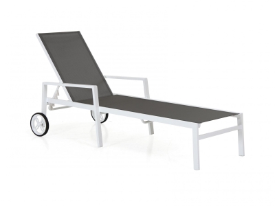 Brafab Leone Gartenliege, Aluminium wei&szlig;, R&uuml;ckenteil verstellbar, rollbar