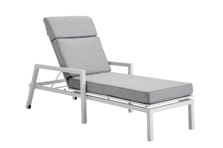 Brafab Belfort Gartenliege, wei&szlig; inkl. Polster pearl grey, R&uuml;ckenlehne verstellbar