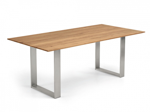 Niehoff Oak Edition Tisch Charaktereiche Trapez Kufengestell Edelstahl gebürstet 180x90cm