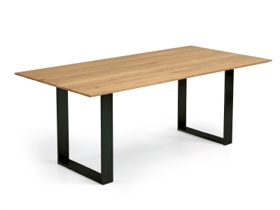 Niehoff Oak Edition Tisch Wildeiche Trapez, Kufengestell Eisen schwarz, 180x100cm