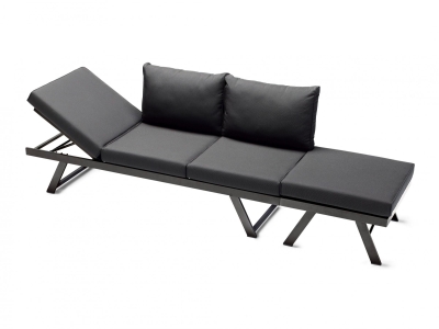 Sieger Auckland Daybed mit Hocker, eisengrau- inkl. Polster grau