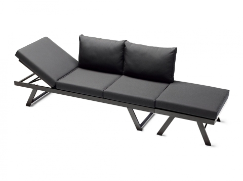 Sieger Auckland Daybed mit Hocker, eisengrau- inkl. Polster grau