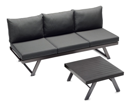 Sieger Auckland Daybed mit Hocker, eisengrau- inkl. Polster grau