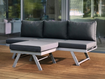 Sieger Auckland Daybed mit Hocker, Aluminium graphit- Polster grau