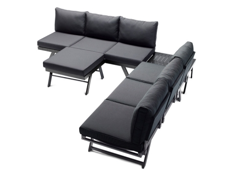 Sieger Auckland Loungegarnitur, Aluminium eisengrau - Polster grau