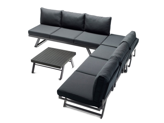 Sieger Auckland Loungegarnitur, Aluminium eisengrau - Polster grau