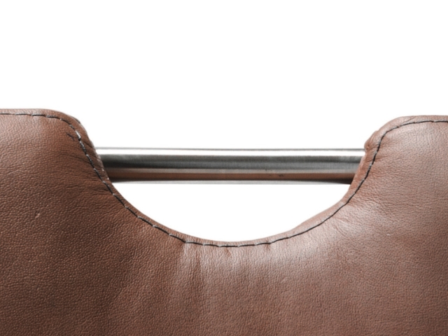 Habufa Leon Schwingstuhl Edelstahlgestell Vierkantrohr Leder lava