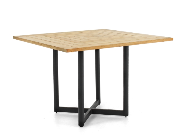 Apple Bee Jakarta Tisch eckig 110x110cm Alu black Teakplatte