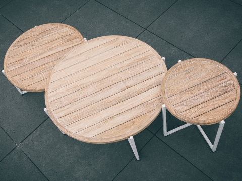 Apple Bee Milou Kaffeetisch Wei� Teak 74cm