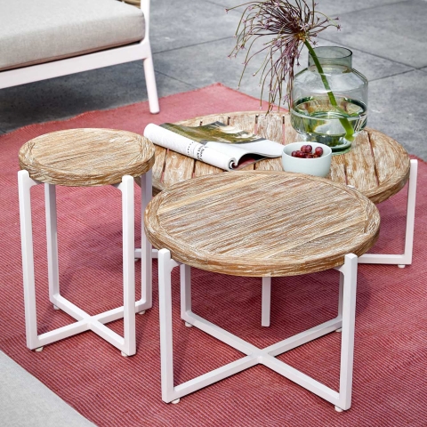 Apple Bee Milou Kaffeetisch Wei� Teak 74cm