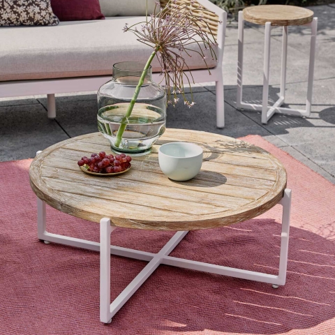 Apple Bee Milou Kaffeetisch Wei� Teak 74cm