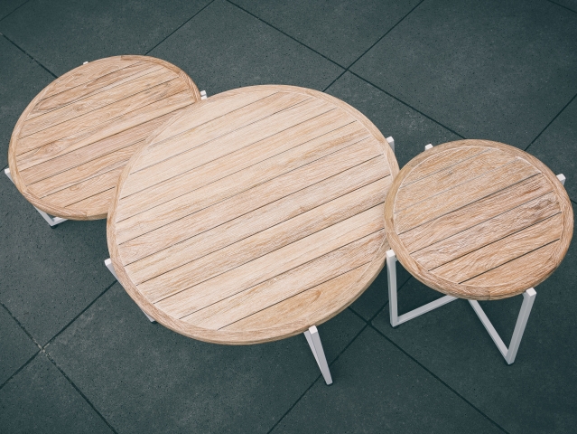 Apple Bee Milou Kaffeetisch Wei� Teak 74cm