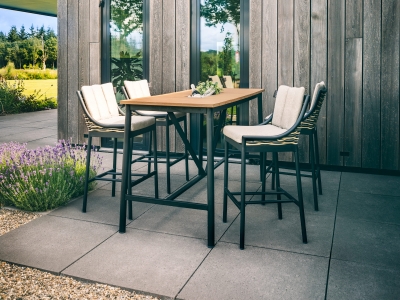 Apple Bee Milou Bar-Set Alu schwarz Tisch 150x78cm und 4 Barst&uuml;hle mit Kissen