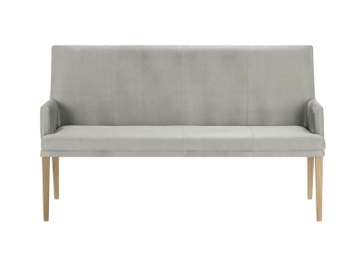 Niehoff Colorado Komfortbank Eiche bianco, Leder Napoli lichtgrau