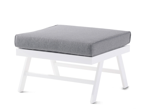 Sieger Auckland Hocker-Tisch Alu wei�- Polster hellgrau 72x72x47cm