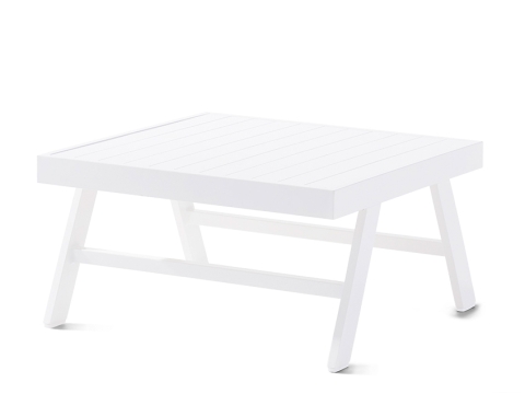 Sieger Auckland Hocker-Tisch Alu wei�- Polster hellgrau 72x72x47cm