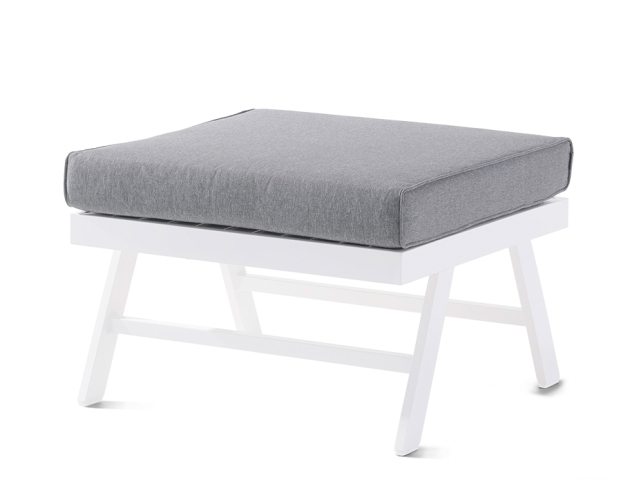 Sieger Auckland Hocker-Tisch Alu wei�- Polster hellgrau 72x72x47cm