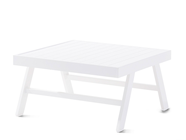 Sieger Auckland Hocker-Tisch Alu wei�- Polster hellgrau 72x72x47cm