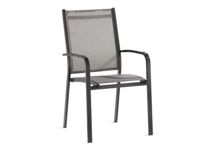 Sieger Meran Stapelsessel Aluminium eisengrau - Bespannung hellgrau