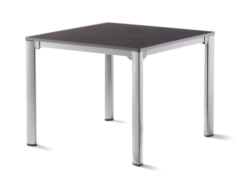 Sieger Exclusiv Loft-Tisch 95x95cm Aluminium graphit, Vivodur Schiefer anthrazit