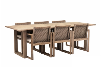 Apple Bee Antigua Dining Set aus Teakholz coastal 6 Sesseln und einem Tisch 240x95cm Apple Bee Antigua Dining Set aus Teakholz coastal 6 Sesseln und einem Tisch 240x95cm