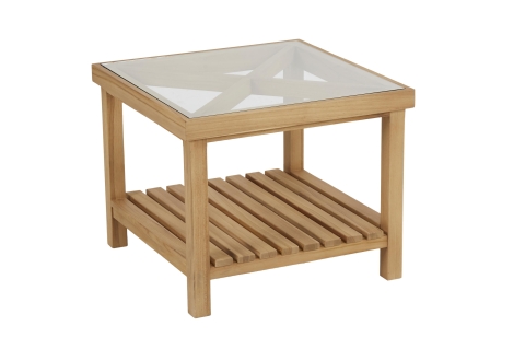 Brafab Varm Teak Beistelltisch 55x55x55cm mit Glasplatte