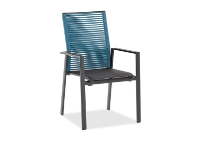 Niehoff Cervo Hochlehner Kordel blau, Gestell Aluminium anthrazit, stapelbar