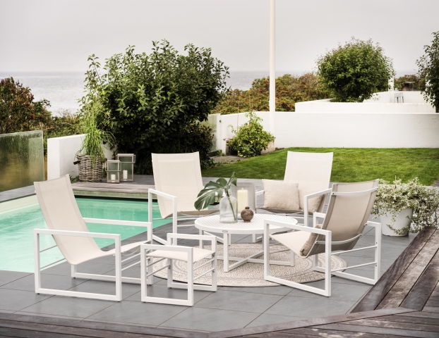 Brafab Vevi Loungesessel Aluminium wei�, off-white