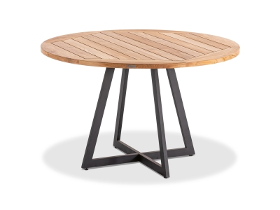 Niehoff Milan Gartentisch rund 125cm, Teak massiv, Gestell Stahl anthrazit