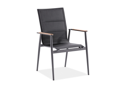 Niehoff Regg Hochlehner schwarz, Gestell Aluminium anthrazit, stapelbar