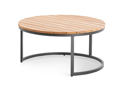 Niehoff Serra Lounge-Tisch rund 80x41cm, Teakholz, Gestell Aluminium anthrazit