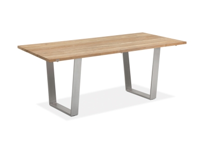 Niehoff Noah Tisch 260x95cm, Trapezkufe Edelstahl, Tischplatte Teak