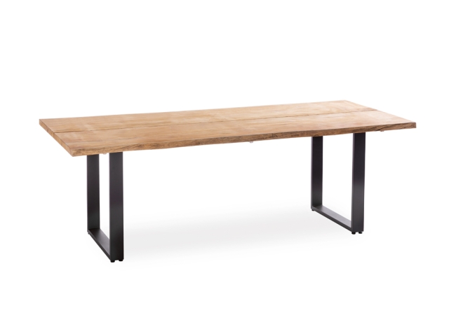 Niehoff Solid Teak Baumkantentisch 280x95cm, Profilkufe Aluminium anthrazit